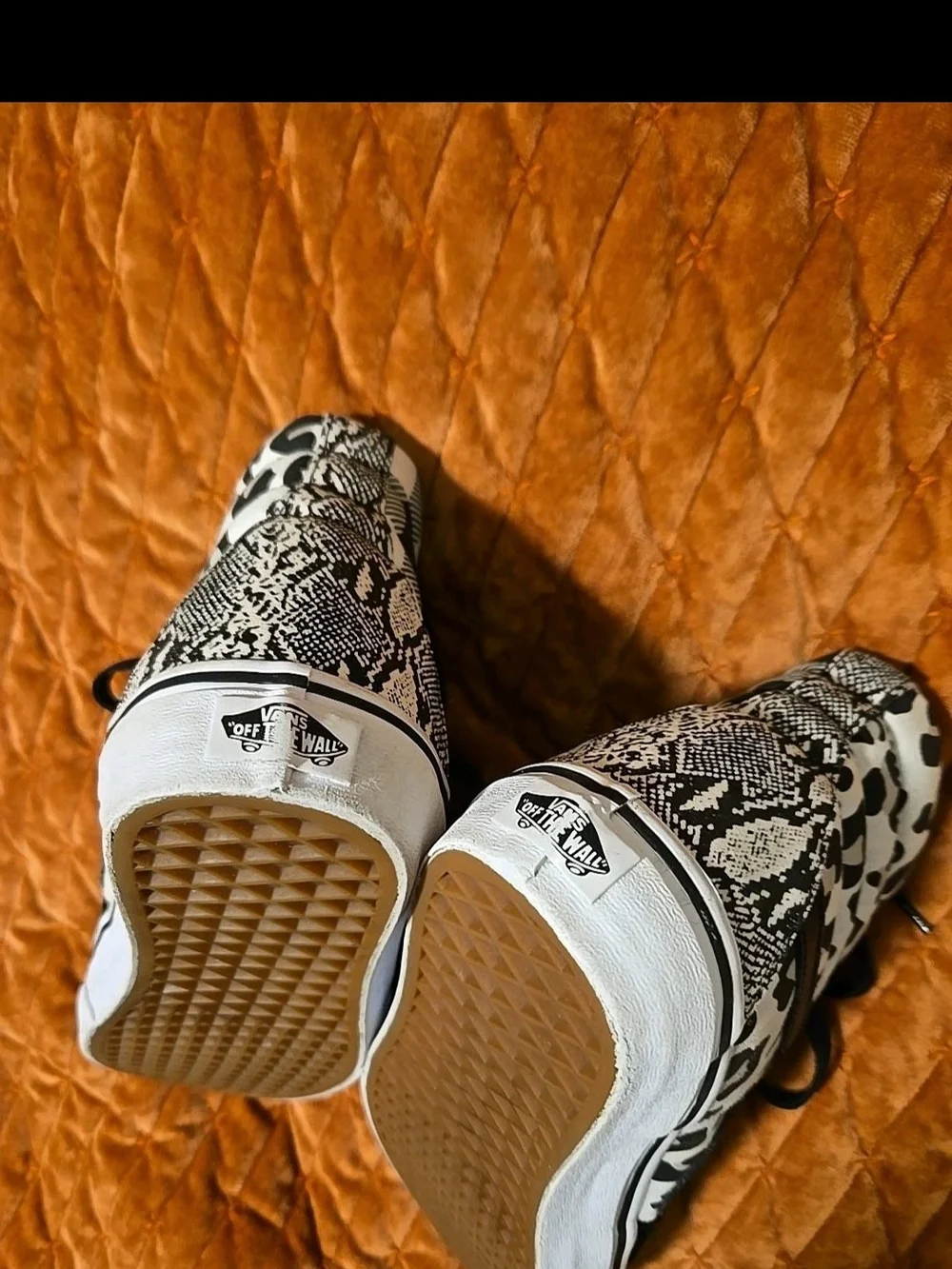 Vans SK-8 High-Top Sneakers in Black & White Snake Print MENS 8,xlnt.cond.cool..